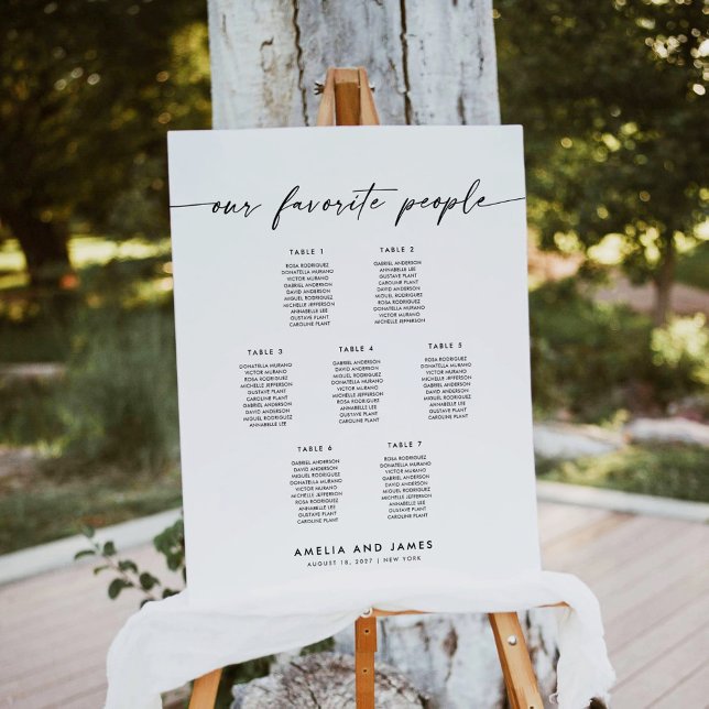 Elegant 7 Tables Favorite People Seating Chart Foam Board (Creator Uploaded)