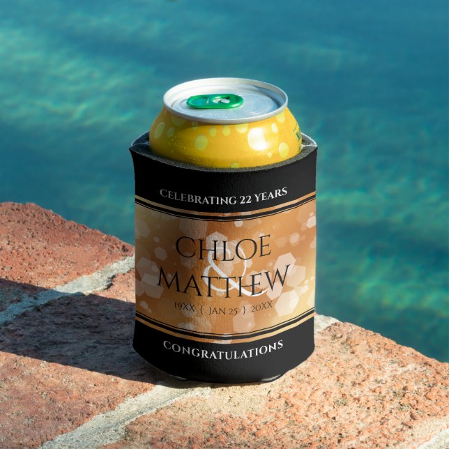 Elegant 7th 22nd 49th Copper Wedding Anniversary Can Cooler (In Situ Pool)