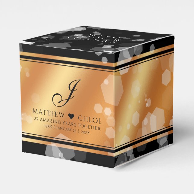 Elegant 7th 22nd 49th Copper Wedding Anniversary Favor Boxes (Front Side)