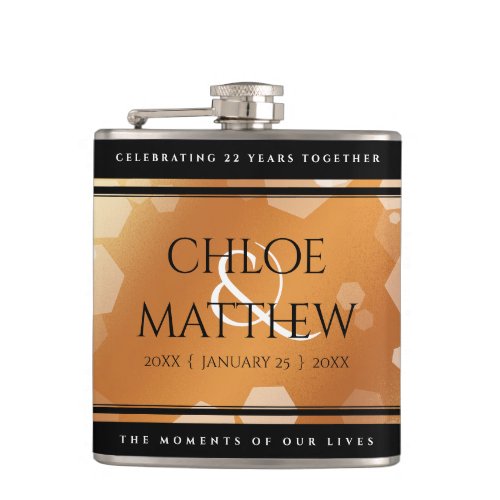 Elegant 7th 22nd 49th Copper Wedding Anniversary Flask