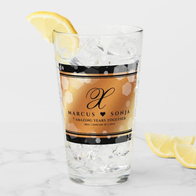 Elegant 7th 22nd 49th Copper Wedding Anniversary Glass (Front Ice)