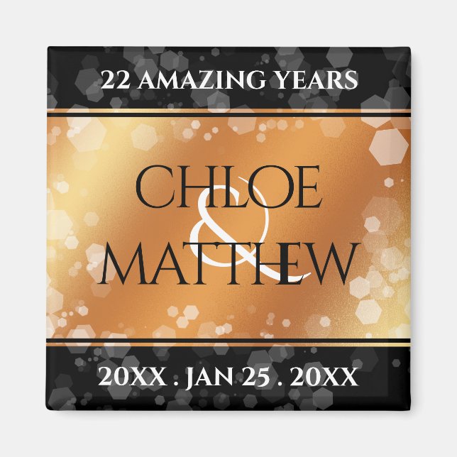 Elegant 7th 22nd 49th Copper Wedding Anniversary Magnet (Front)