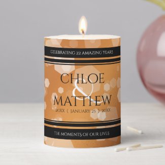 Elegant 7th 22nd 49th Copper Wedding Anniversary Pillar Candle