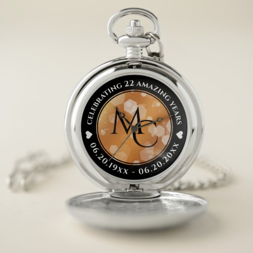 Elegant 7th 22nd 49th Copper Wedding Anniversary Pocket Watch