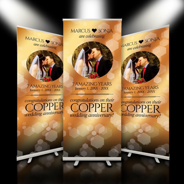 Elegant 7th 22nd 49th Copper Wedding Anniversary Retractable Banner (7th 22nd 49th Copper Wedding Anniversary Retractable Banner Cover Photo.)