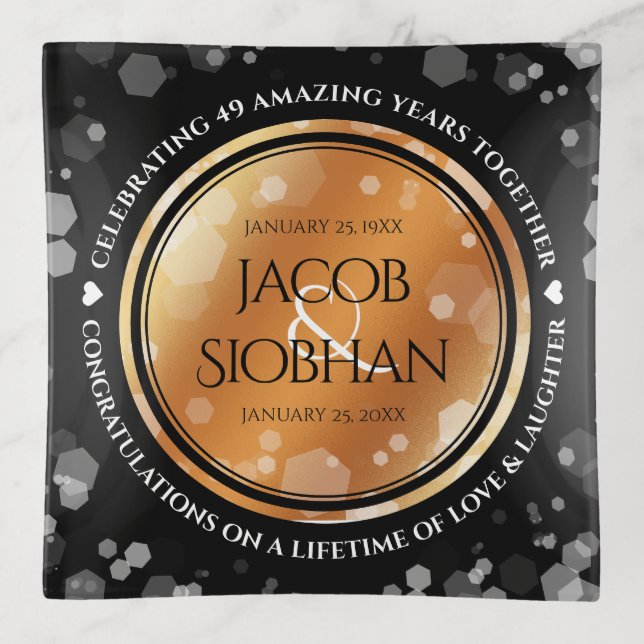 Elegant 7th 22nd 49th Copper Wedding Anniversary Trinket Tray (Front)