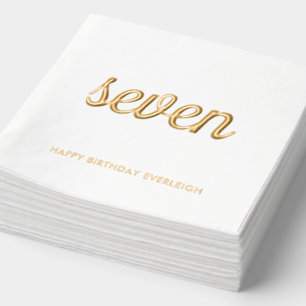 Elegant 7th Birthday Modern Gold Foil Napkins