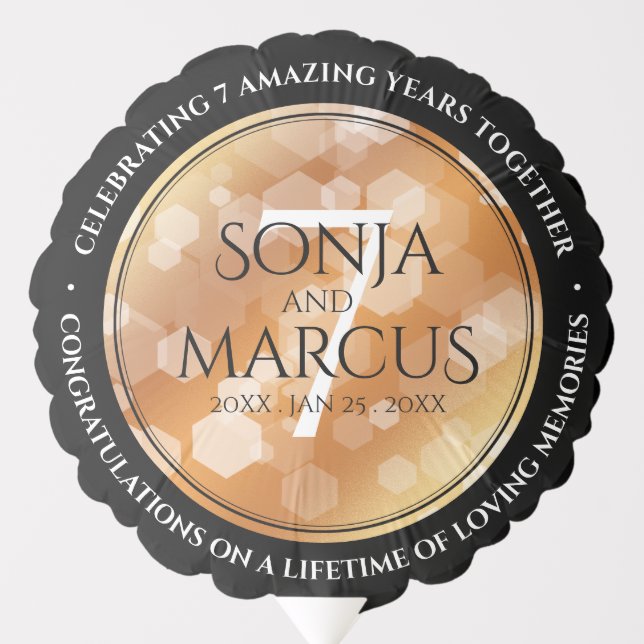 Elegant 7th Copper Wedding Anniversary Balloon (Front)