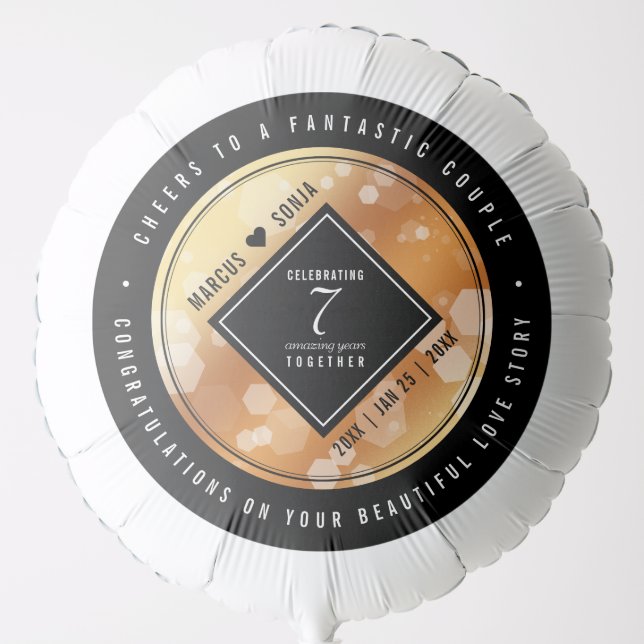 Elegant 7th Copper Wedding Anniversary Balloon (Front)