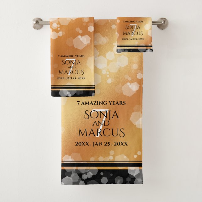 Elegant 7th Copper Wedding Anniversary Bath Towel Set (Insitu)