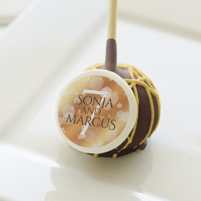 Elegant 7th Copper Wedding Anniversary Cake Pops (Front Insitu)