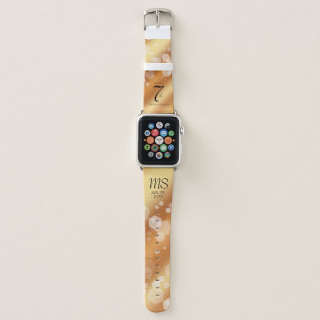 Elegant 7th Copper Wedding Anniversary Celebration Apple Watch Band (Front)