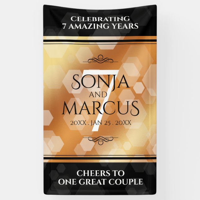 Elegant 7th Copper Wedding Anniversary Celebration Banner (Vertical)
