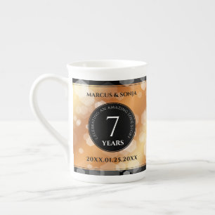 Elegant 7th Copper Wedding Anniversary Celebration Bone China Mug