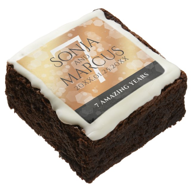 Elegant 7th Copper Wedding Anniversary Celebration Brownie (Angled)