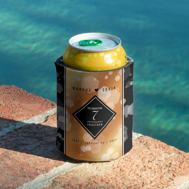 Elegant 7th Copper Wedding Anniversary Celebration Can Cooler (In Situ Pool)