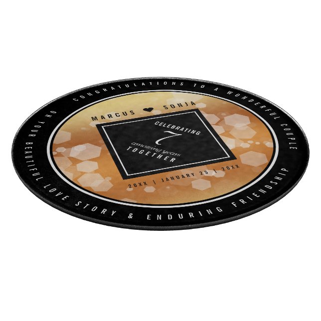 Elegant 7th Copper Wedding Anniversary Celebration Cutting Board (Corner)