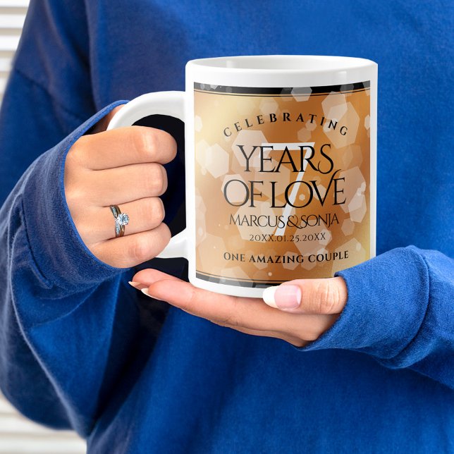 Elegant 7th Copper Wedding Anniversary Celebration Giant Coffee Mug (7th Wedding Anniversary Jumbo Coffee Mug Cover Photo.)
