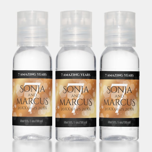Elegant 7th Copper Wedding Anniversary Celebration Hand Sanitizer (Set)