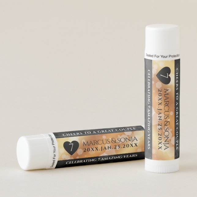 Elegant 7th Copper Wedding Anniversary Celebration Lip Balm (Front)