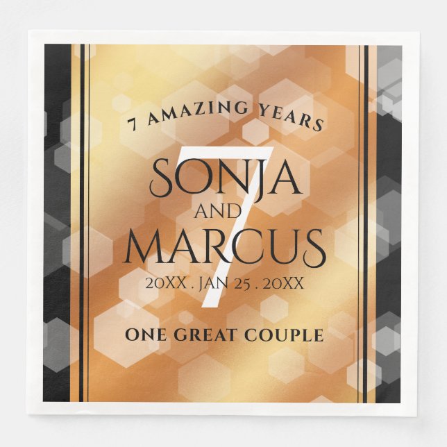 Elegant 7th Copper Wedding Anniversary Celebration Paper Dinner Napkins (Front)