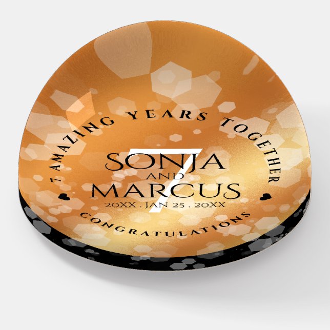 Elegant 7th Copper Wedding Anniversary Celebration Paperweight (Angled)