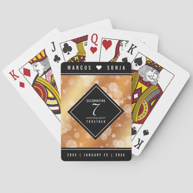 Elegant 7th Copper Wedding Anniversary Celebration Poker Cards (Back)