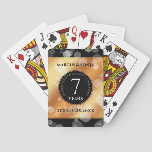 Elegant 7th Copper Wedding Anniversary Celebration Poker Cards