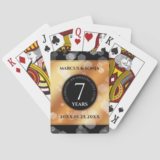 Elegant 7th Copper Wedding Anniversary Celebration Poker Cards (Back)