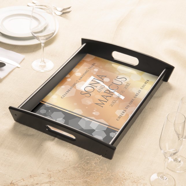 Elegant 7th Copper Wedding Anniversary Celebration Serving Tray (Front)