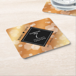 Elegant 7th Copper Wedding Anniversary Celebration Square Paper Coaster