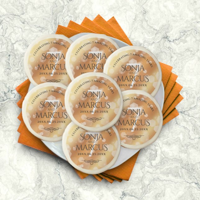 Elegant 7th Copper Wedding Anniversary Celebration Sugar Cookie (Creator Uploaded)