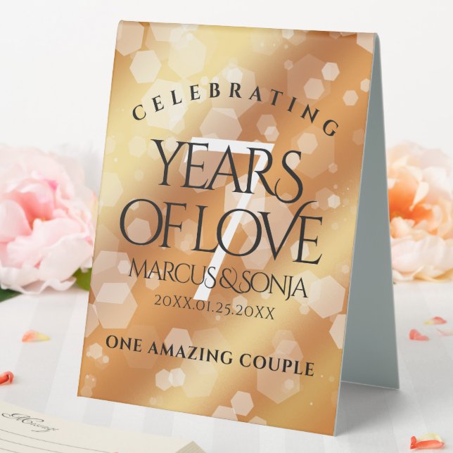 Elegant 7th Copper Wedding Anniversary Celebration Table Tent (In SItu (Wedding))