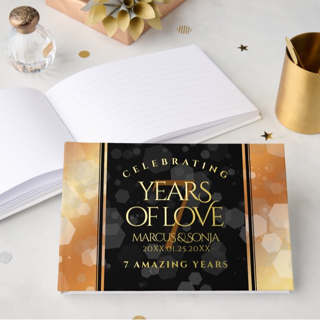 Elegant 7th Copper Wedding Anniversary Foil Guest Book (Elegant 7th Copper Wedding Anniversary Foil Guest Book Cover Photo)