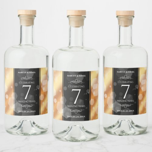 Elegant 7th Copper Wedding Anniversary Liquor Bottle Label
