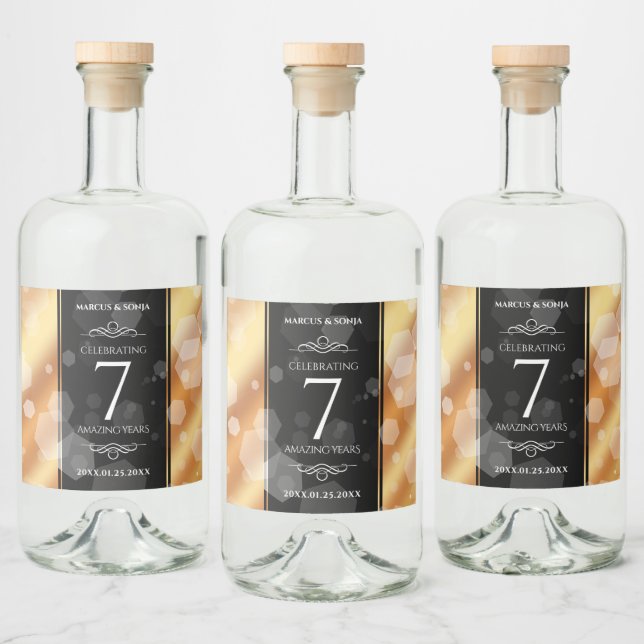 Elegant 7th Copper Wedding Anniversary Liquor Bottle Label (Bottles)