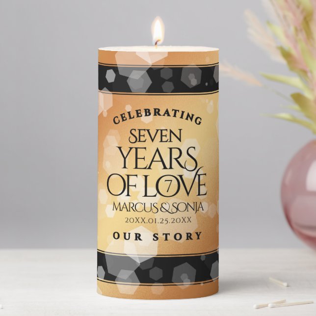 Elegant 7th Copper Wedding Anniversary Pillar Candle (In Situ)