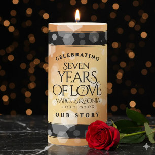 Elegant 7th Copper Wedding Anniversary Pillar Candle