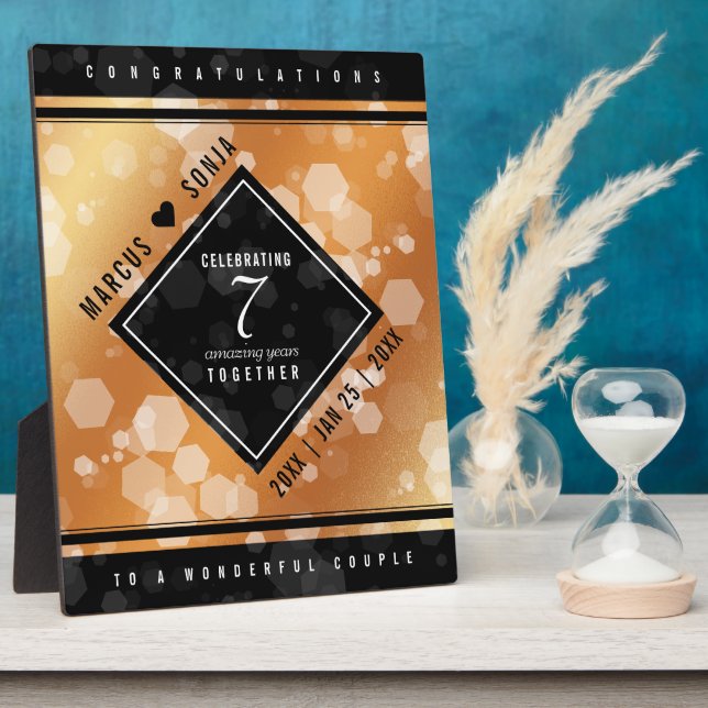 Elegant 7th Copper Wedding Anniversary Plaque (Side)