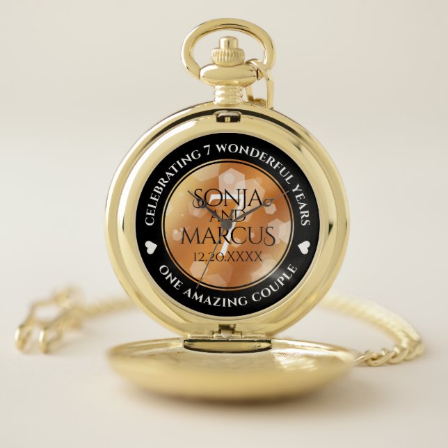 Elegant 7th Copper Wedding Anniversary Pocket Watch (Inside)