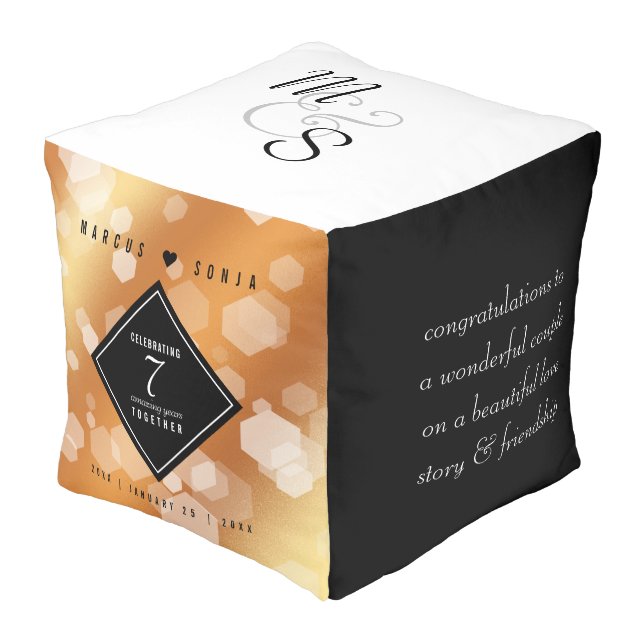Elegant 7th Copper Wedding Anniversary Pouf (Angled Front)
