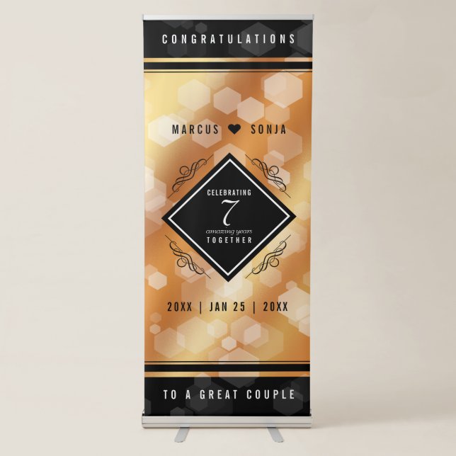 Elegant 7th Copper Wedding Anniversary Retractable Banner (Front)