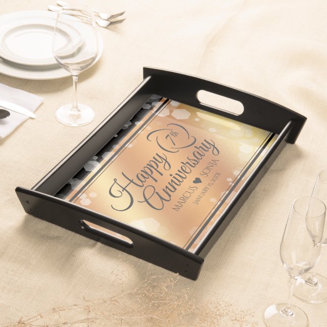Elegant 7th Copper Wedding Anniversary Serving Tray (Front)