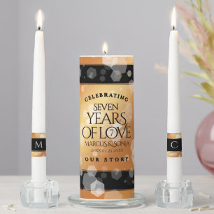 Elegant 7th Copper Wedding Anniversary Unity Candle Set