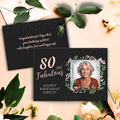 Elegant 80 and Fabulous Flower 80th Birthday Photo