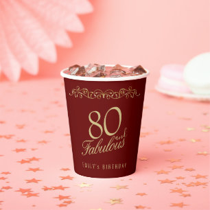 Elegant 80 and Fabulous Ornament 80th Birthday Paper Cups