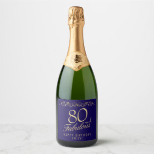 Elegant 80 and Fabulous Ornament 80th Birthday Sparkling Wine Label