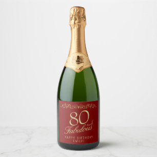 Elegant 80 and Fabulous Ornament 80th Birthday Sparkling Wine Label