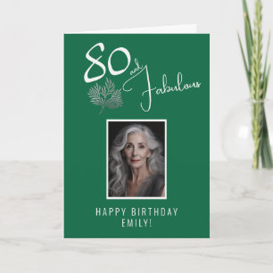 Elegant 80 and Fabulous Twigs 80th Birthday Photo Card