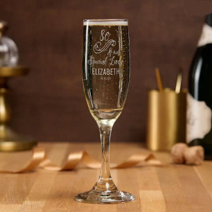Elegant 80 Birthday Personalized Gift Etched  Champagne Flute
